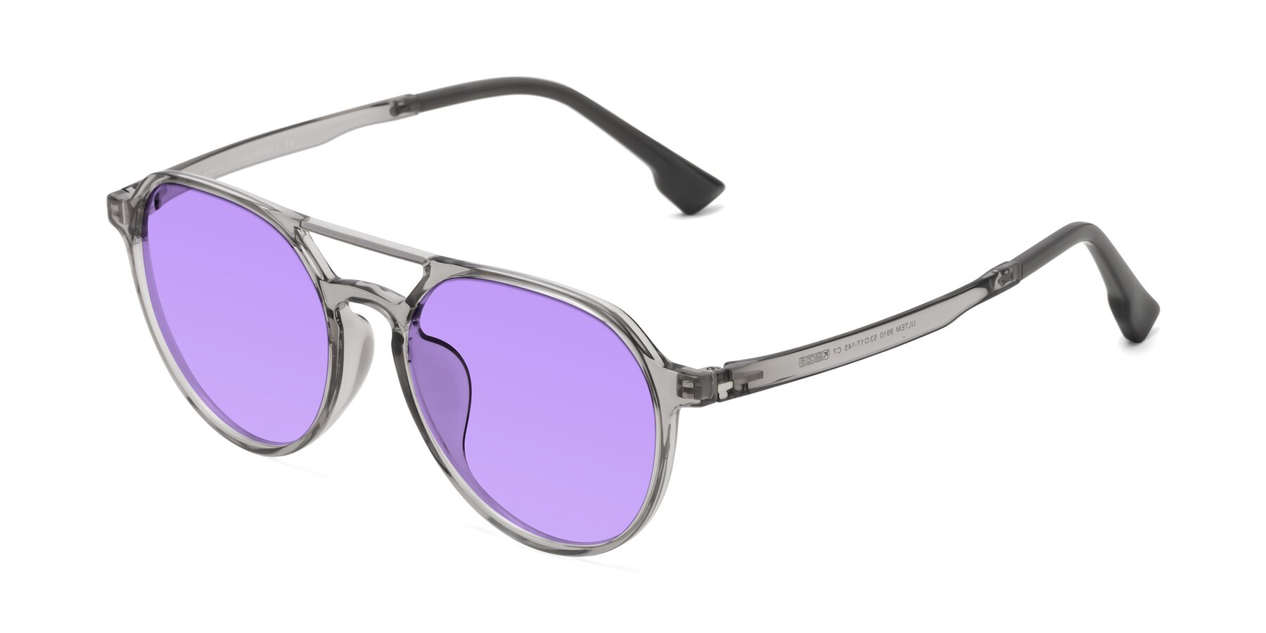 Angle of Louis in Light Gray with Medium Purple Tinted Lenses