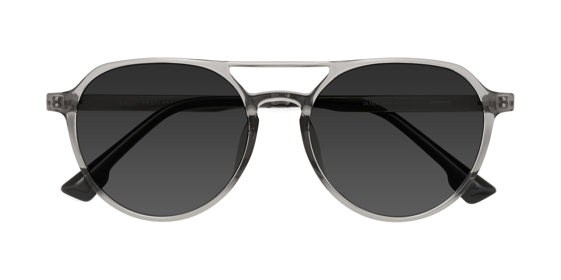 Folded Front of Louis in Light Gray with Gray Tinted Lenses
