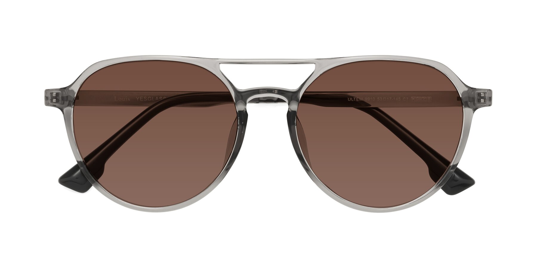 Folded Front of Louis in Light Gray with Brown Tinted Lenses