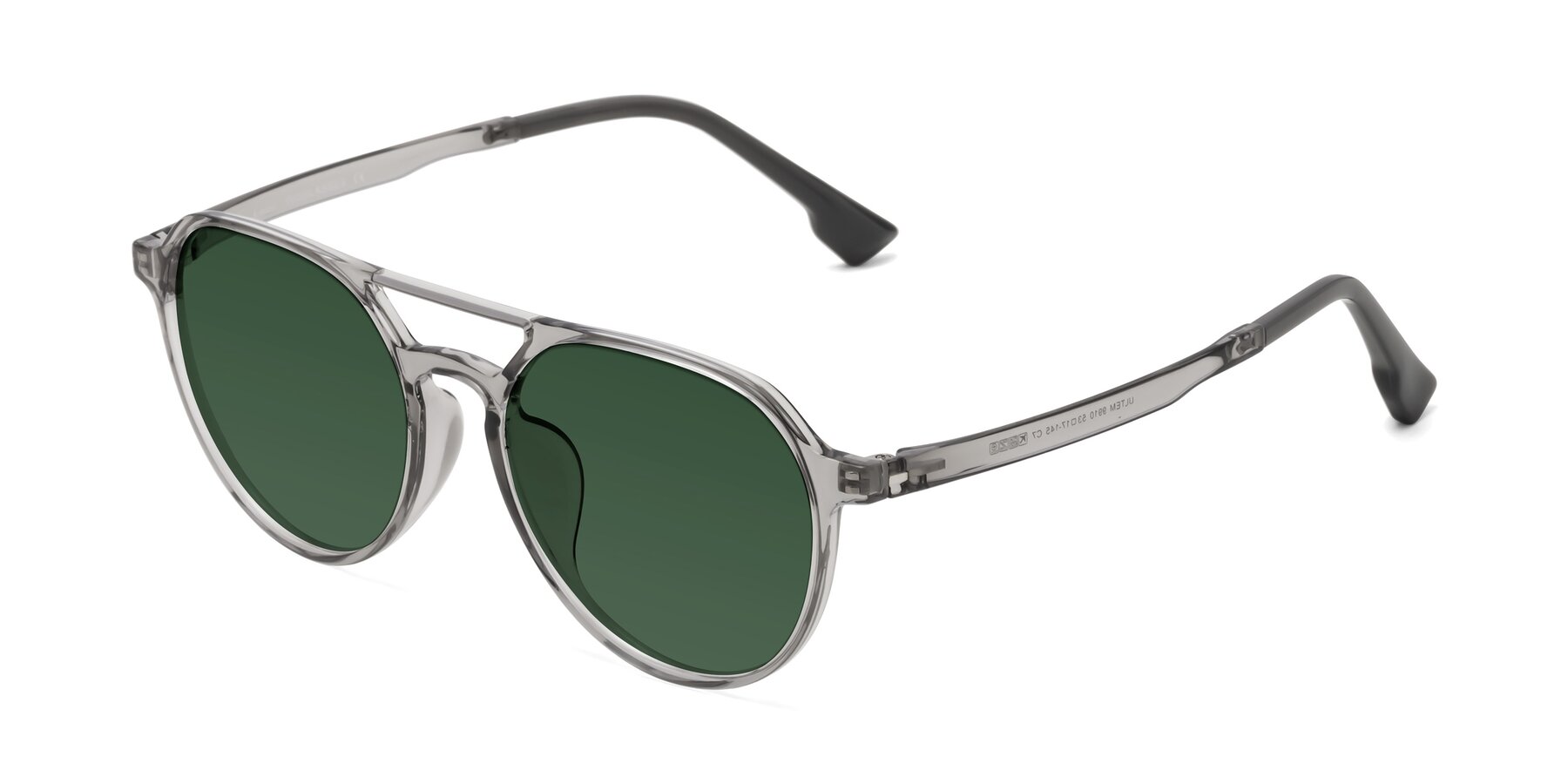 Angle of Louis in Light Gray with Green Tinted Lenses