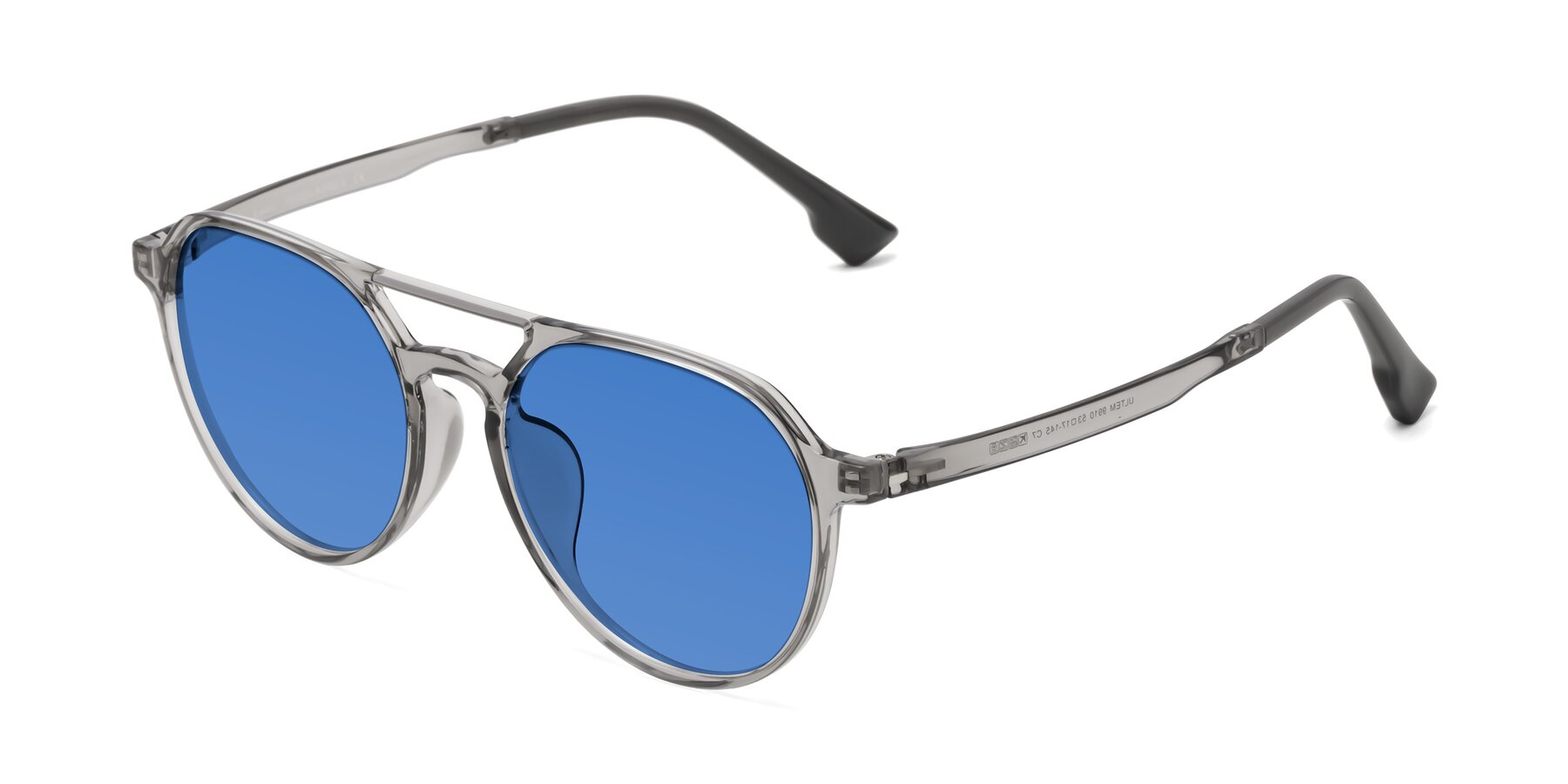 Angle of Louis in Light Gray with Blue Tinted Lenses