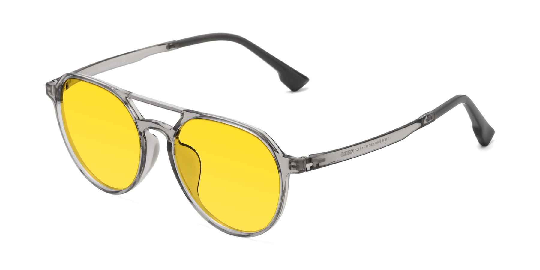 Angle of Louis in Light Gray with Yellow Tinted Lenses