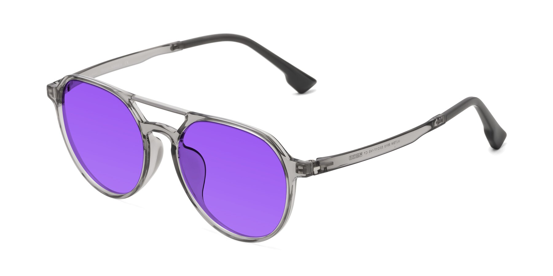 Angle of Louis in Light Gray with Purple Tinted Lenses