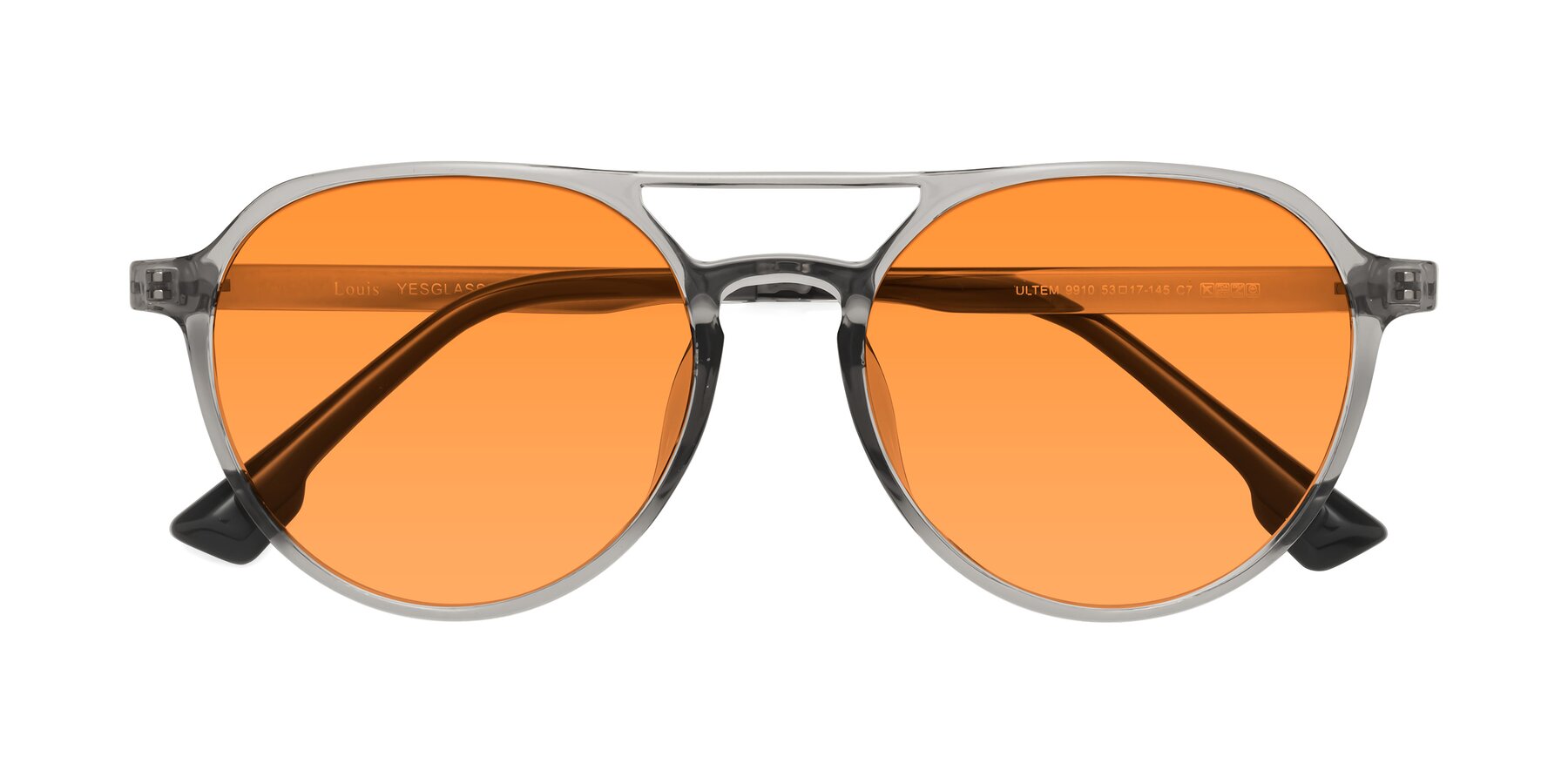 Folded Front of Louis in Light Gray with Orange Tinted Lenses