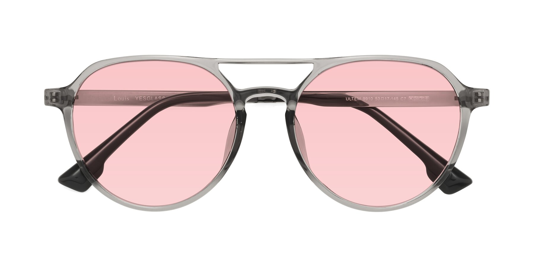 Folded Front of Louis in Light Gray with Light Garnet Tinted Lenses