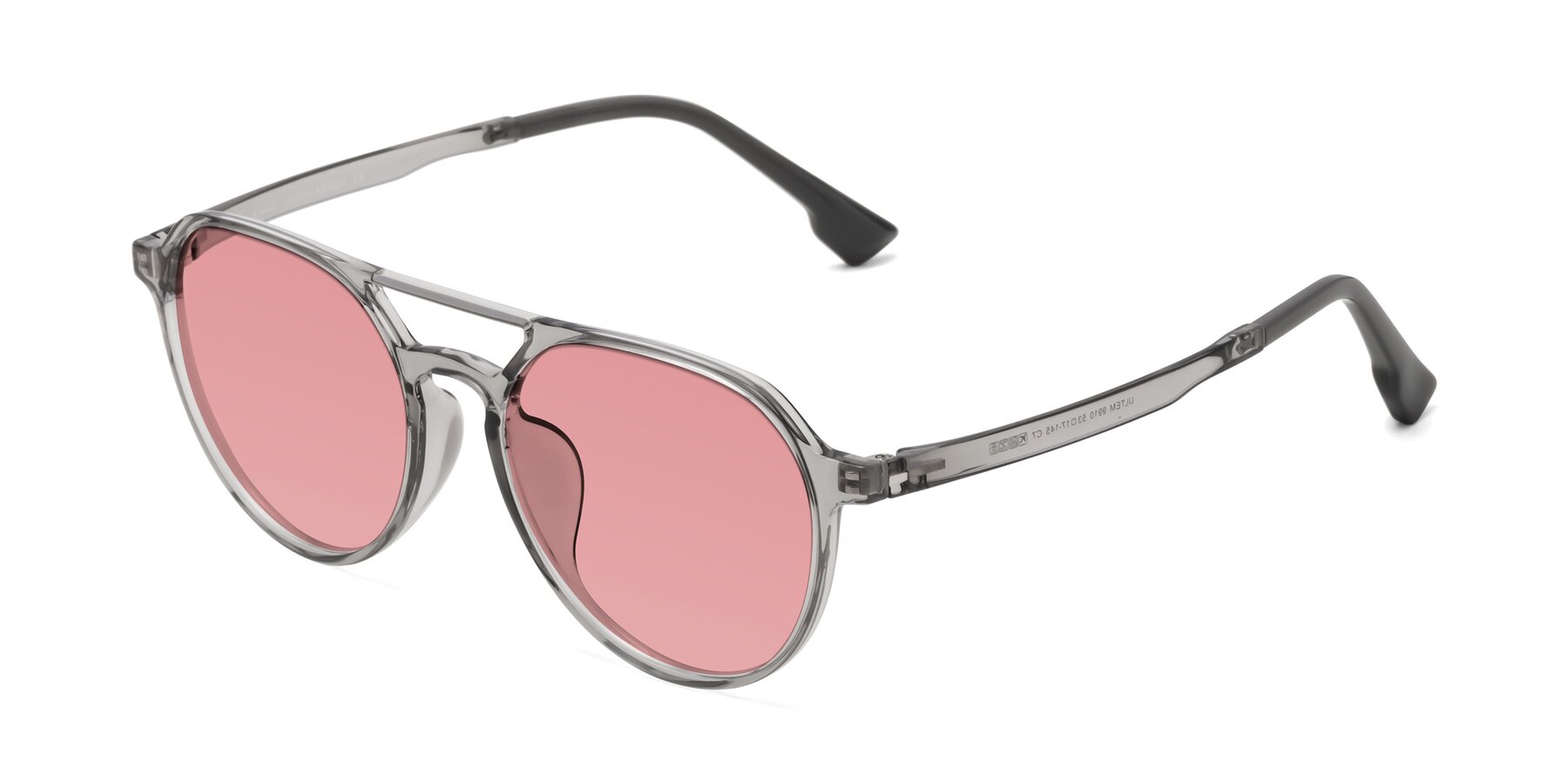 Angle of Louis in Light Gray with Medium Garnet Tinted Lenses