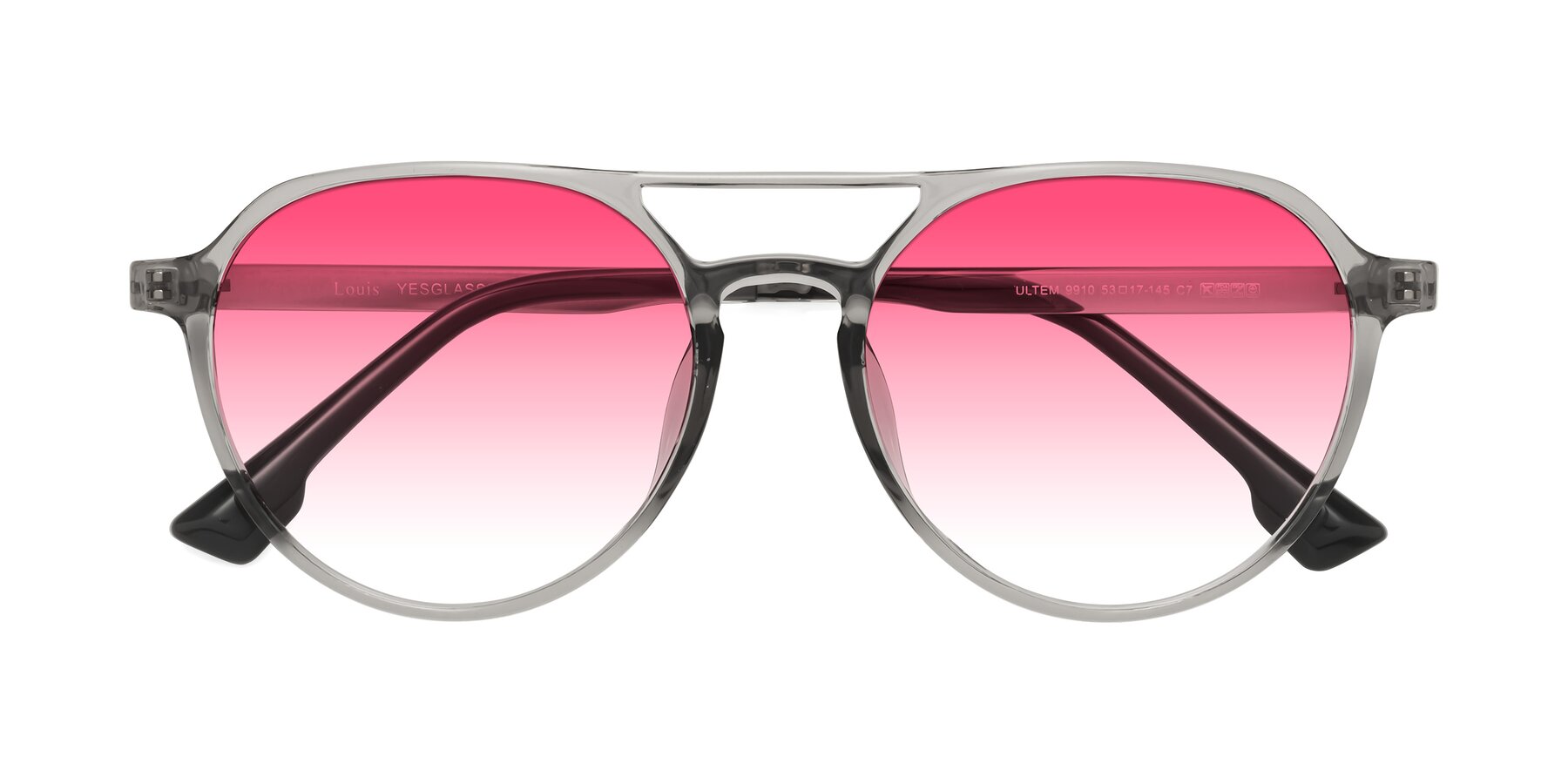 Folded Front of Louis in Light Gray with Pink Gradient Lenses