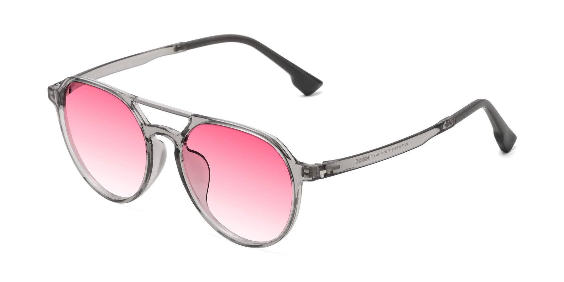 Angle of Louis in Light Gray with Pink Gradient Lenses