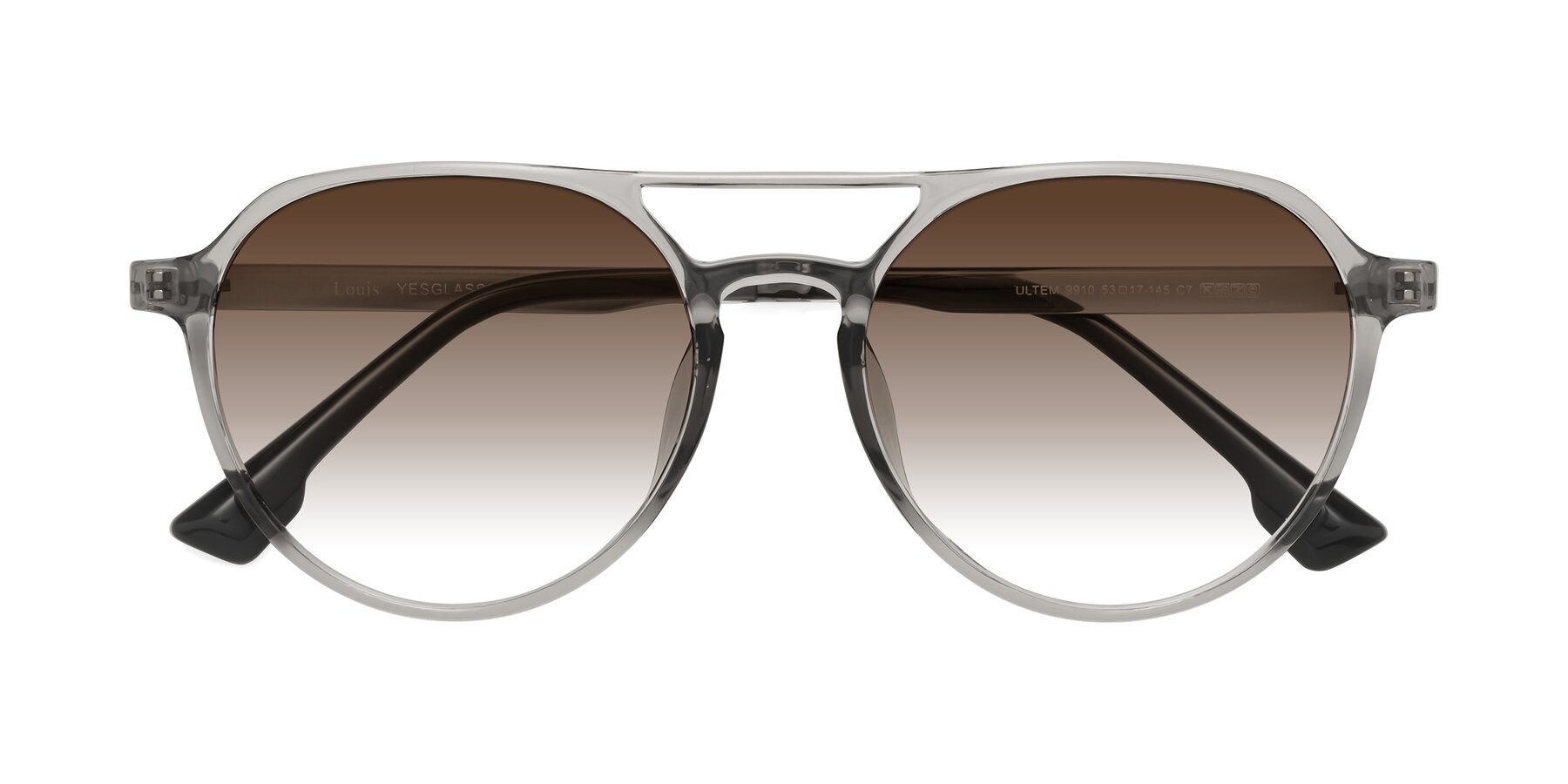 Folded Front of Louis in Light Gray with Brown Gradient Lenses