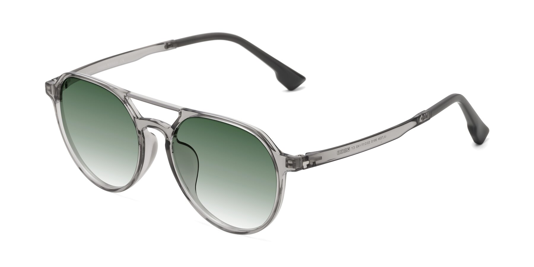 Angle of Louis in Light Gray with Green Gradient Lenses