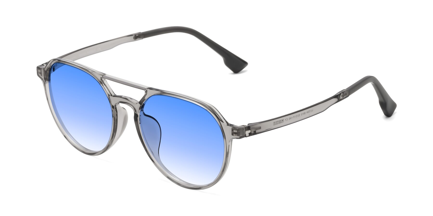 Angle of Louis in Light Gray with Blue Gradient Lenses