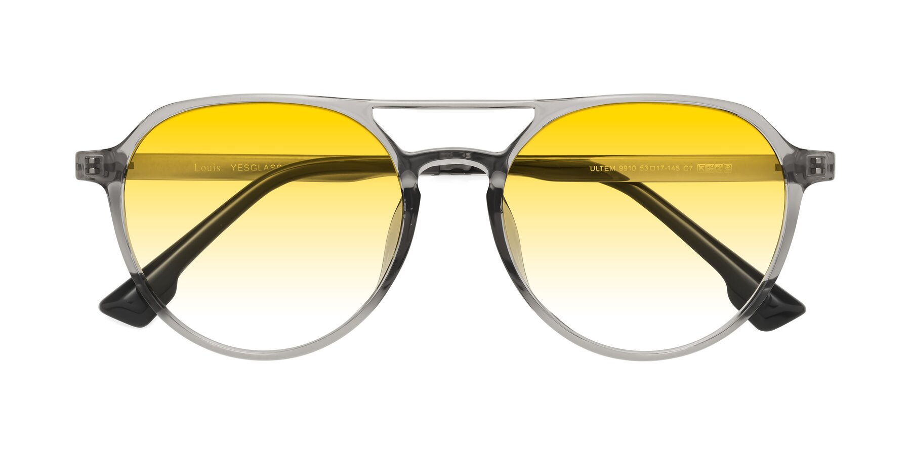 Folded Front of Louis in Light Gray with Yellow Gradient Lenses