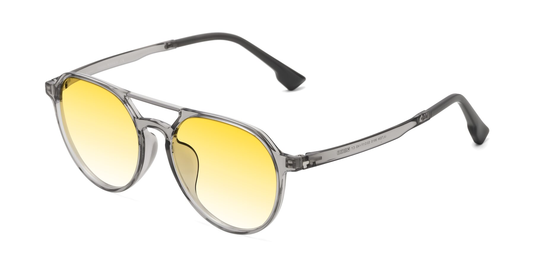 Angle of Louis in Light Gray with Yellow Gradient Lenses