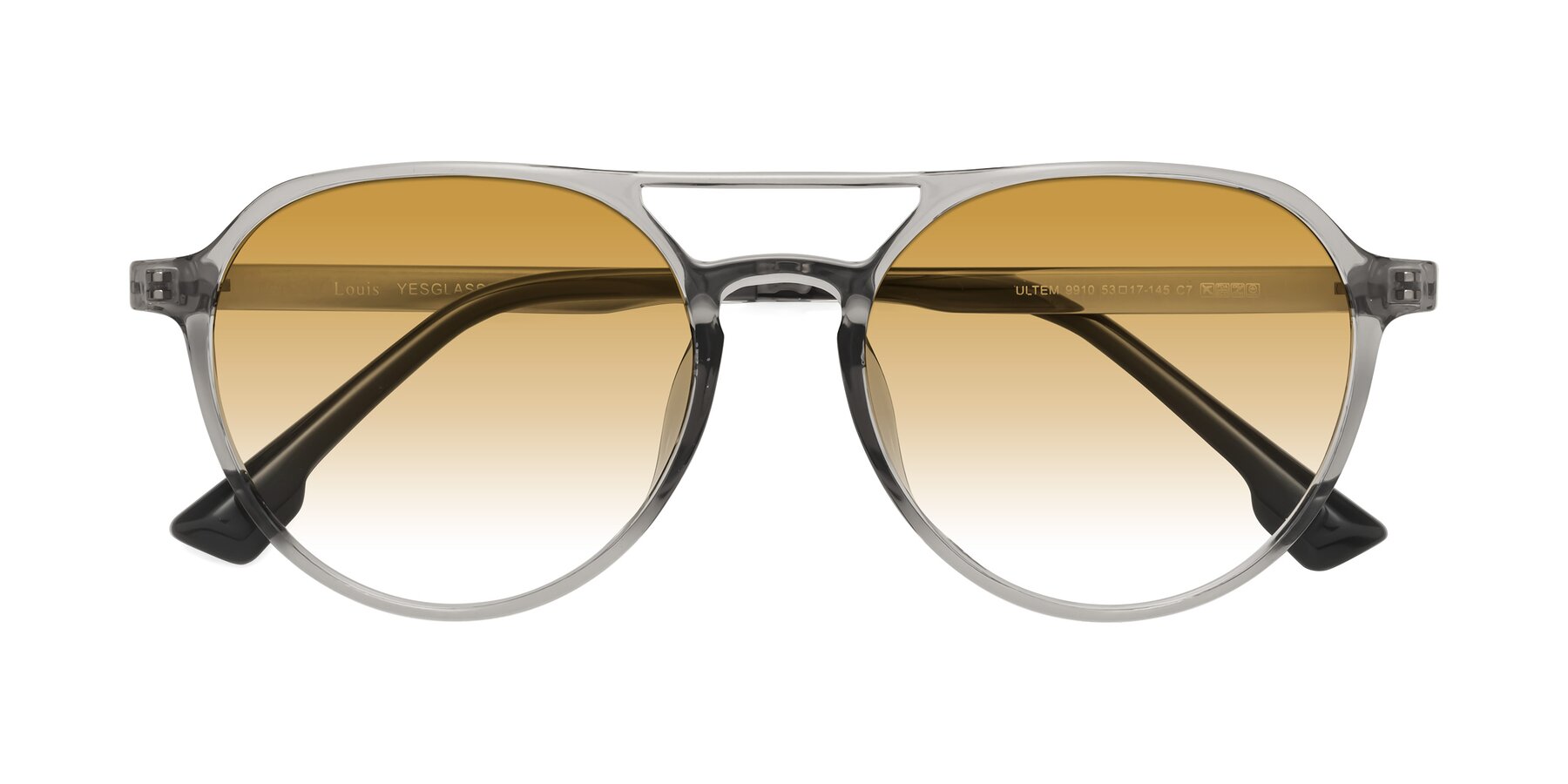 Folded Front of Louis in Light Gray with Champagne Gradient Lenses