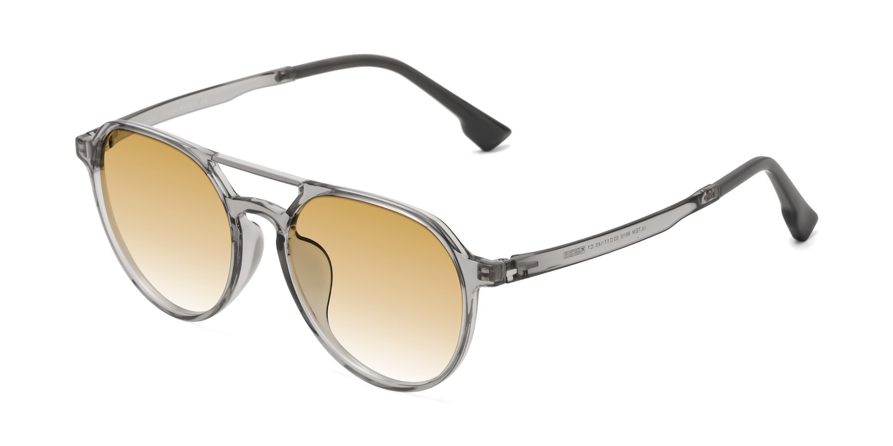 Angle of Louis in Light Gray with Champagne Gradient Lenses