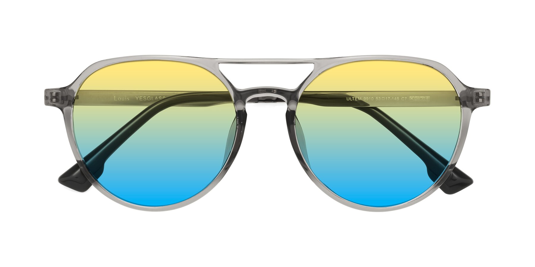 Folded Front of Louis in Light Gray with Yellow / Blue Gradient Lenses