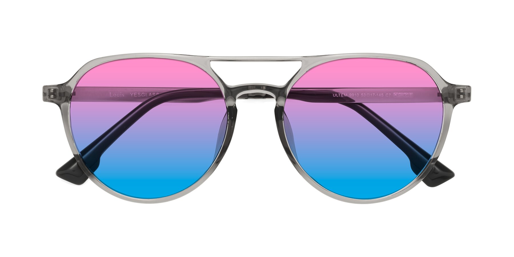Folded Front of Louis in Light Gray with Pink / Blue Gradient Lenses