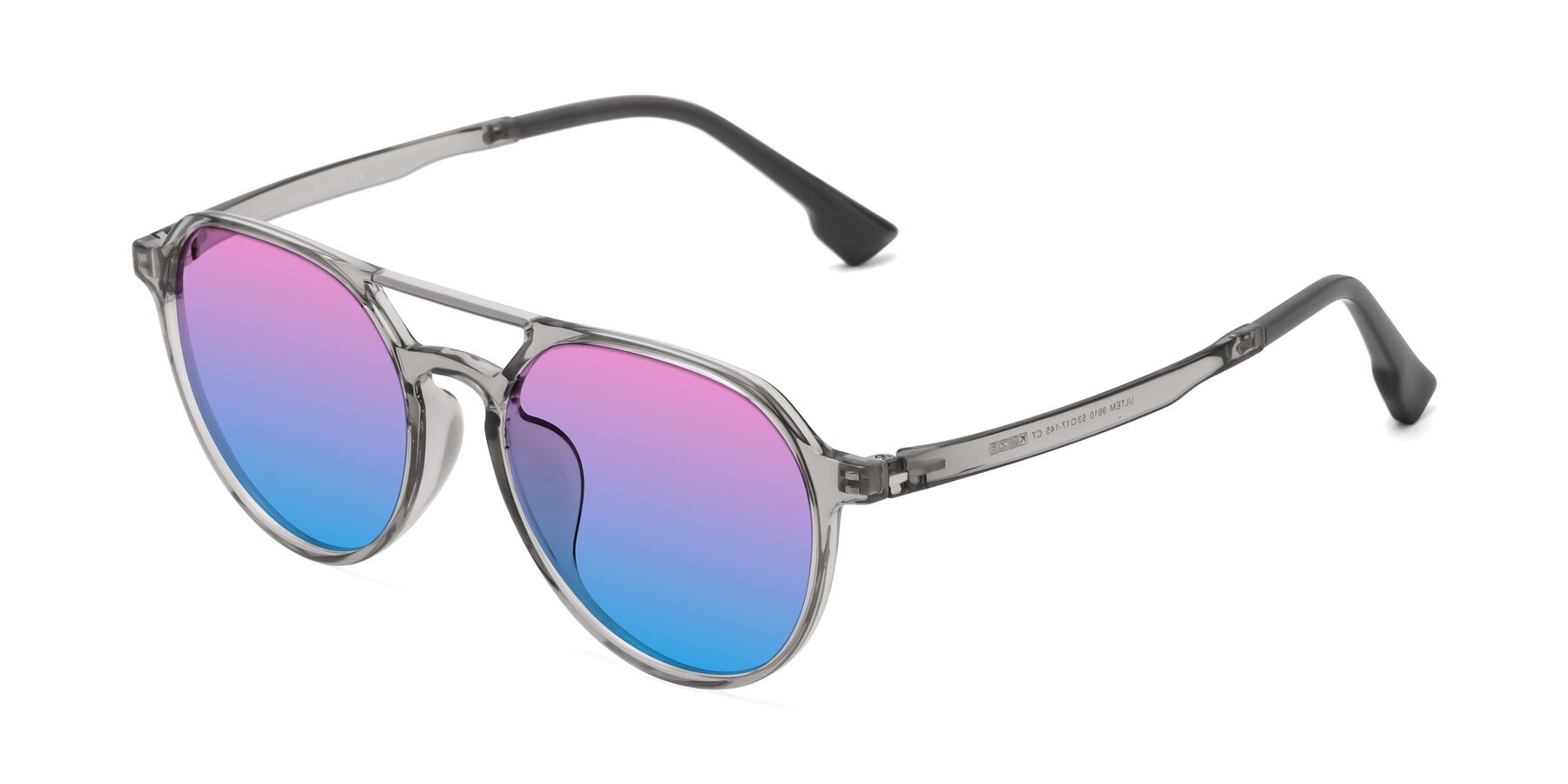 Angle of Louis in Light Gray with Pink / Blue Gradient Lenses