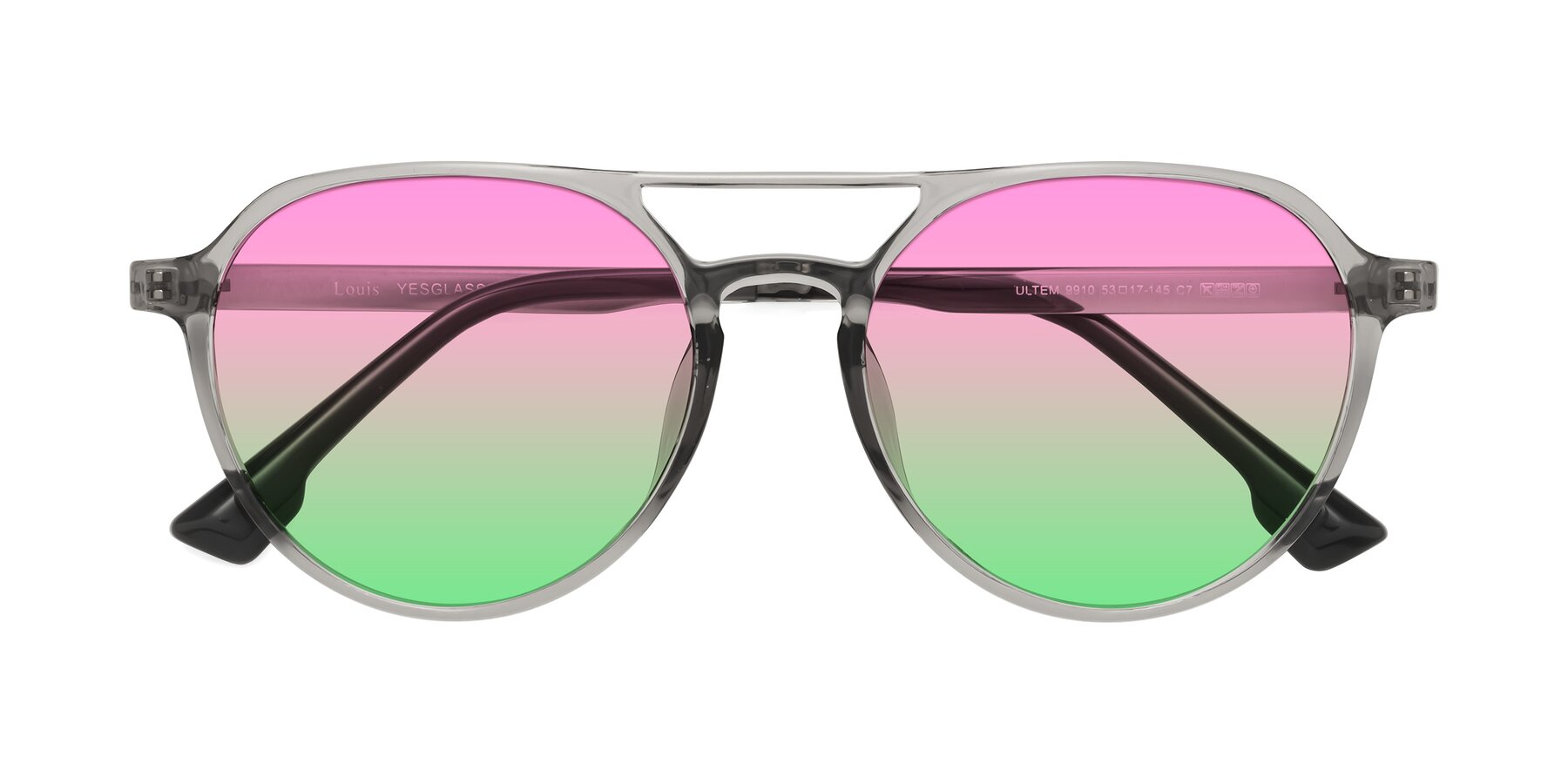 Folded Front of Louis in Light Gray with Pink / Green Gradient Lenses