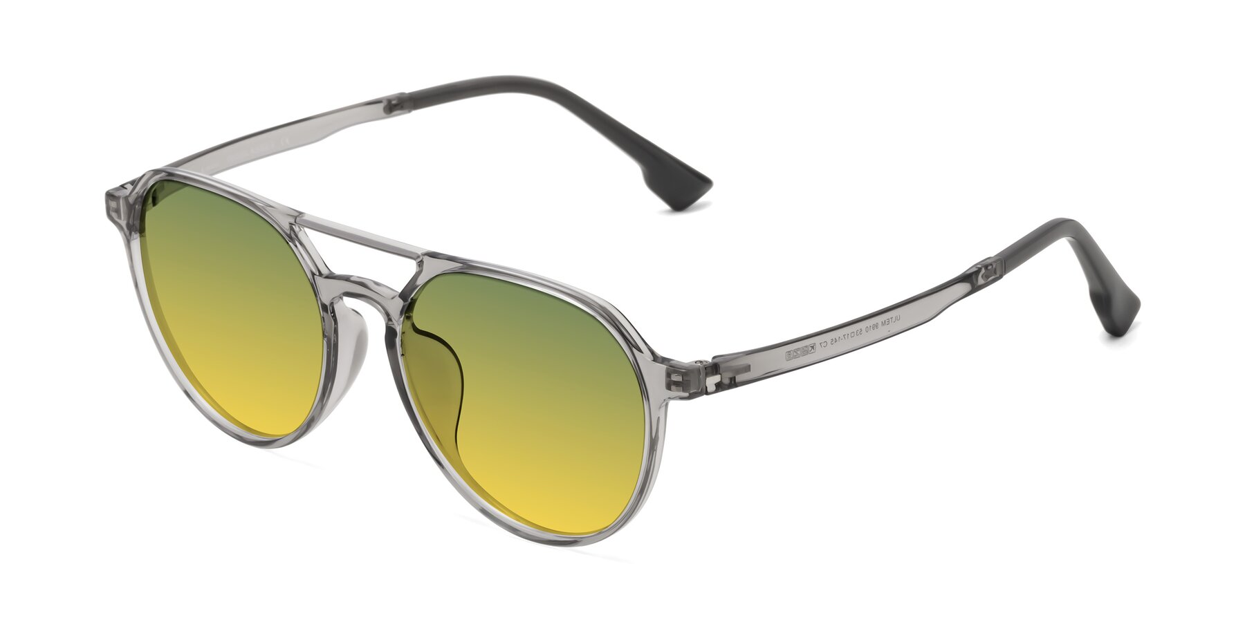 Angle of Louis in Light Gray with Green / Yellow Gradient Lenses