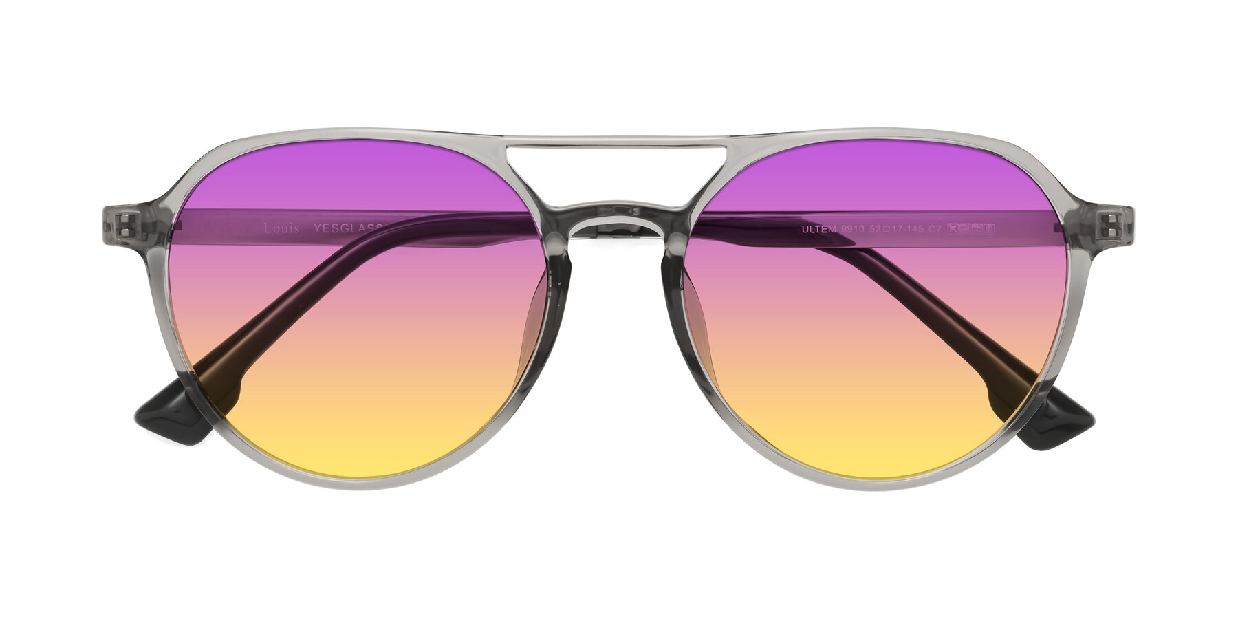 Folded Front of Louis in Light Gray with Purple / Yellow Gradient Lenses