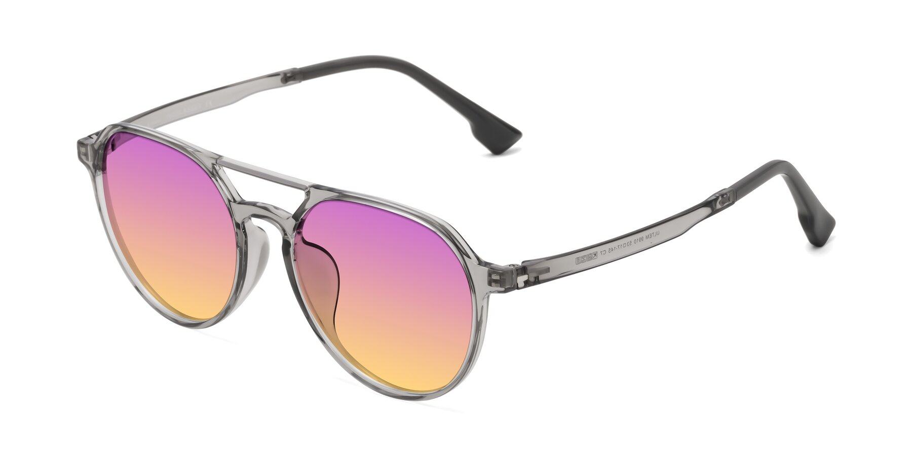 Angle of Louis in Light Gray with Purple / Yellow Gradient Lenses