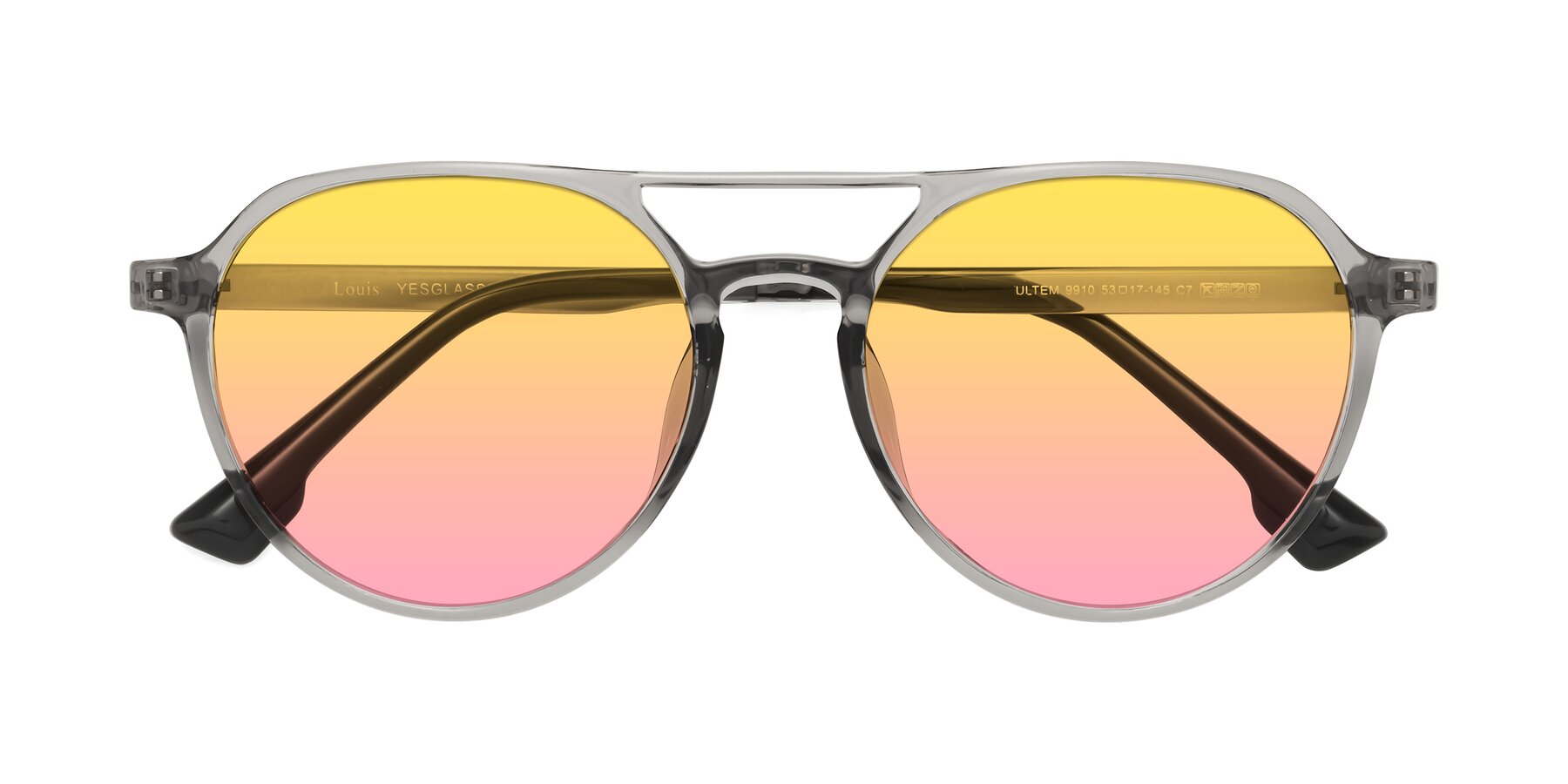 Folded Front of Louis in Light Gray with Yellow / Pink Gradient Lenses