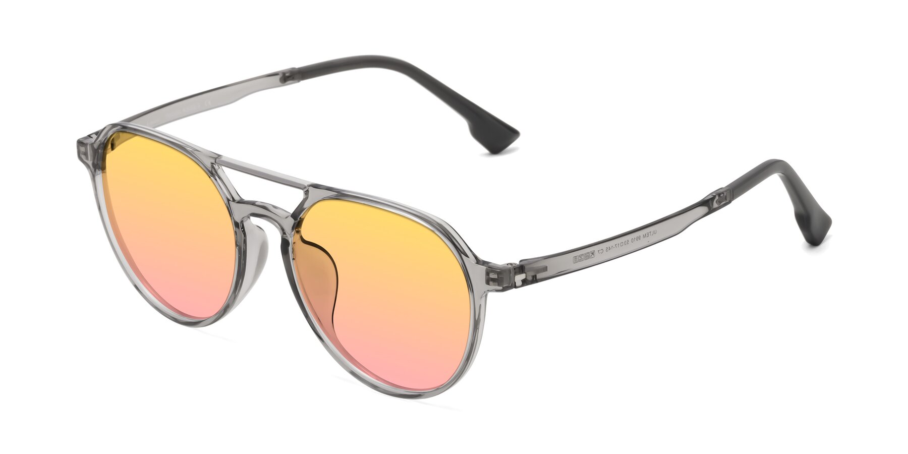 Angle of Louis in Light Gray with Yellow / Pink Gradient Lenses