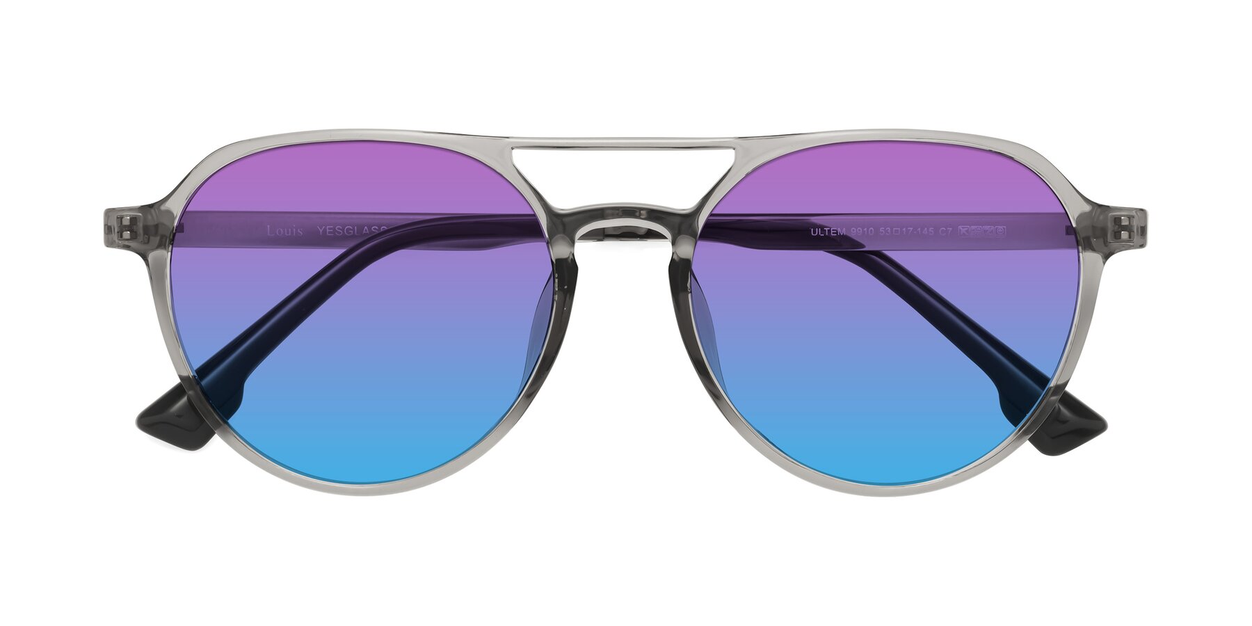 Folded Front of Louis in Light Gray with Purple / Blue Gradient Lenses