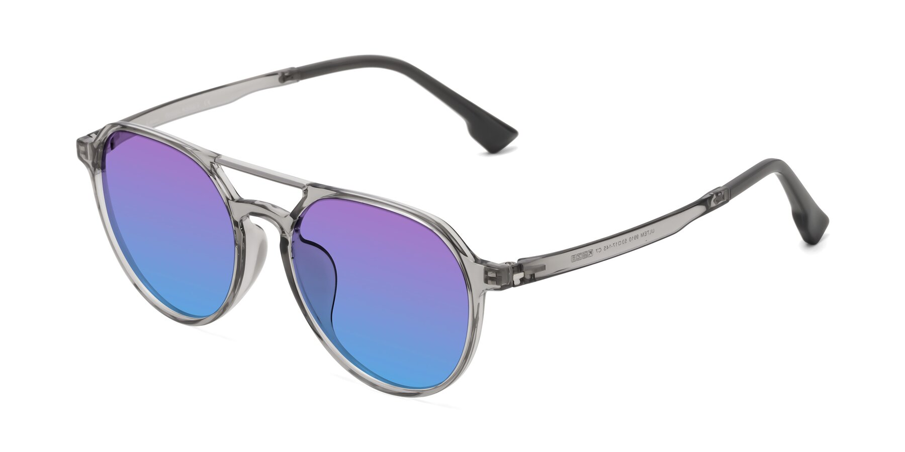 Angle of Louis in Light Gray with Purple / Blue Gradient Lenses