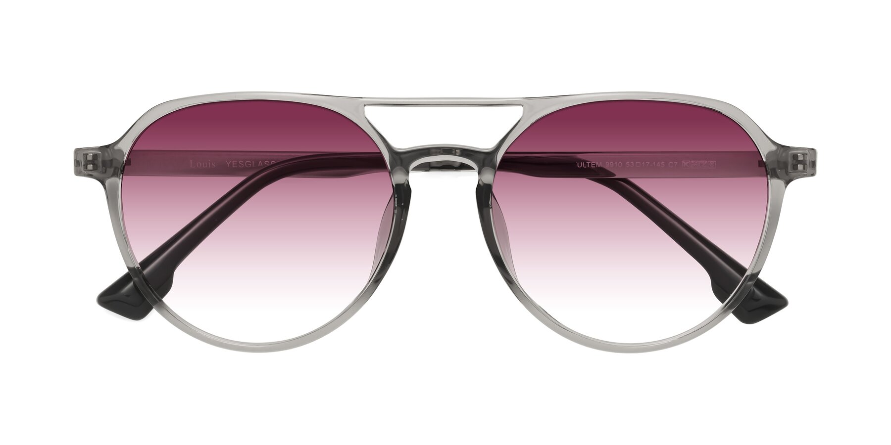 Folded Front of Louis in Light Gray with Wine Gradient Lenses