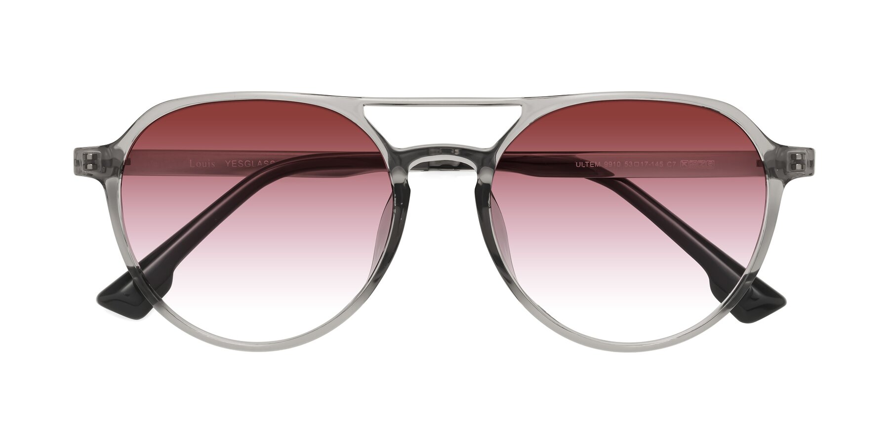 Folded Front of Louis in Light Gray with Garnet Gradient Lenses