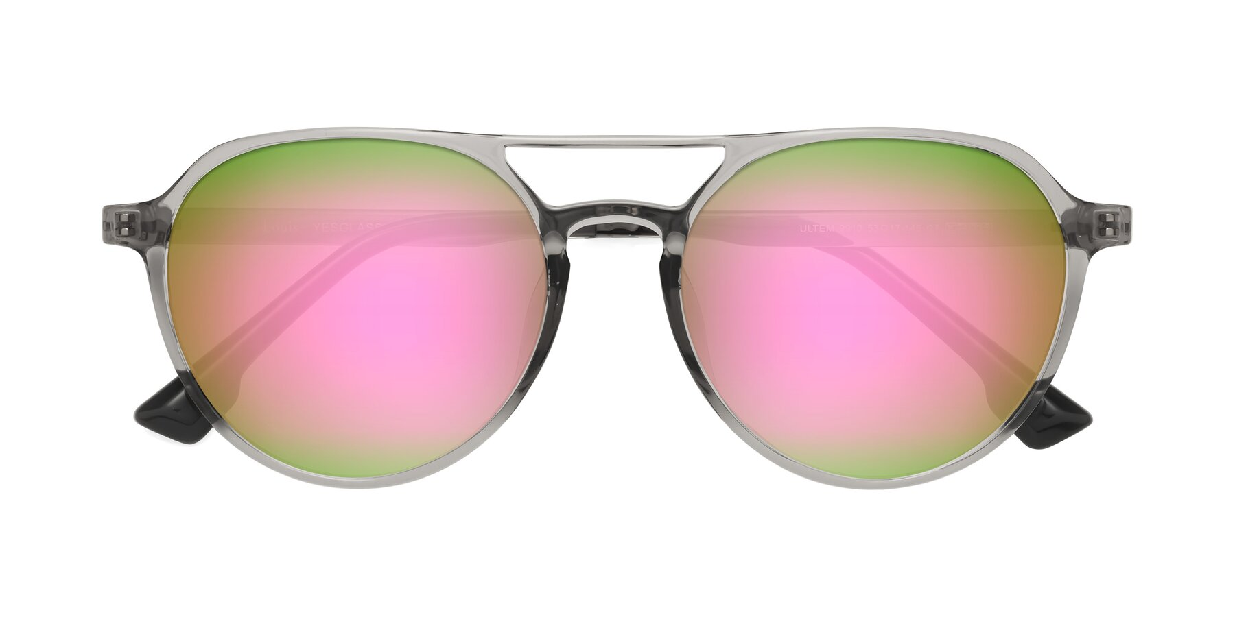 Folded Front of Louis in Light Gray with Pink Mirrored Lenses
