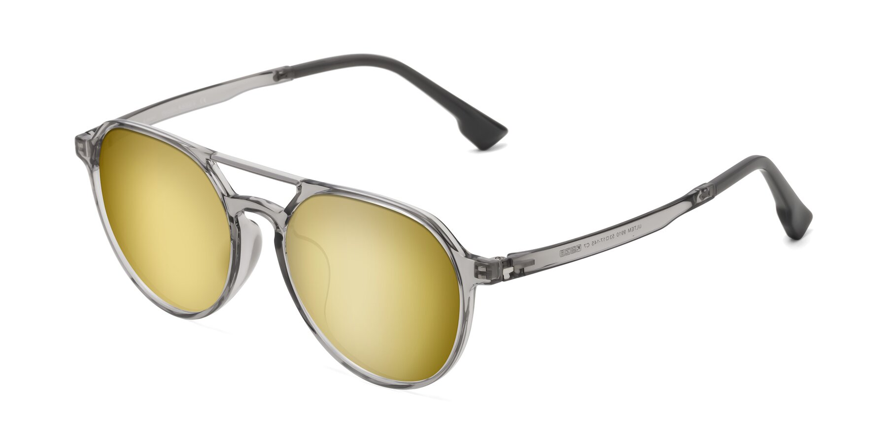 Angle of Louis in Light Gray with Gold Mirrored Lenses