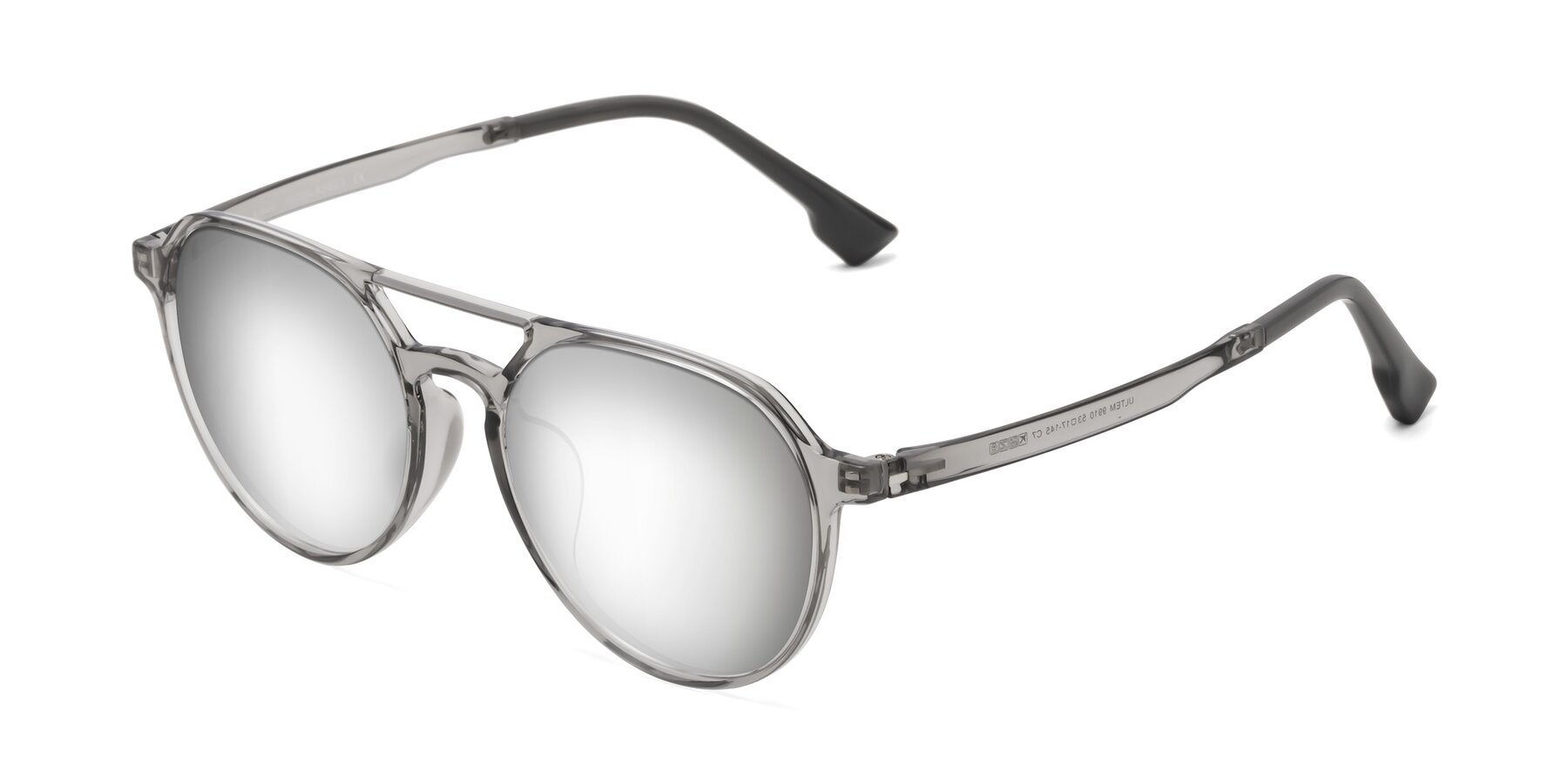 Angle of Louis in Light Gray with Silver Mirrored Lenses