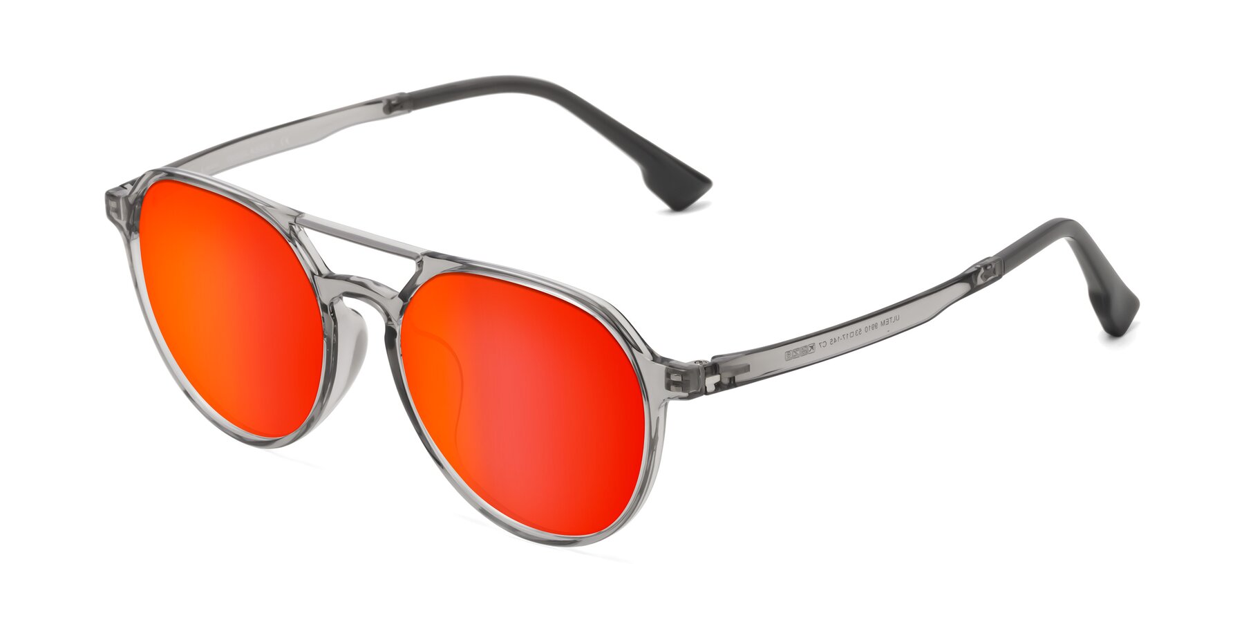Angle of Louis in Light Gray with Red Gold Mirrored Lenses
