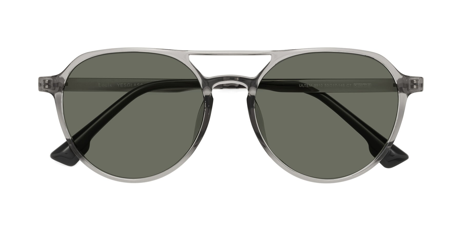 Folded Front of Louis in Light Gray with Gray Polarized Lenses