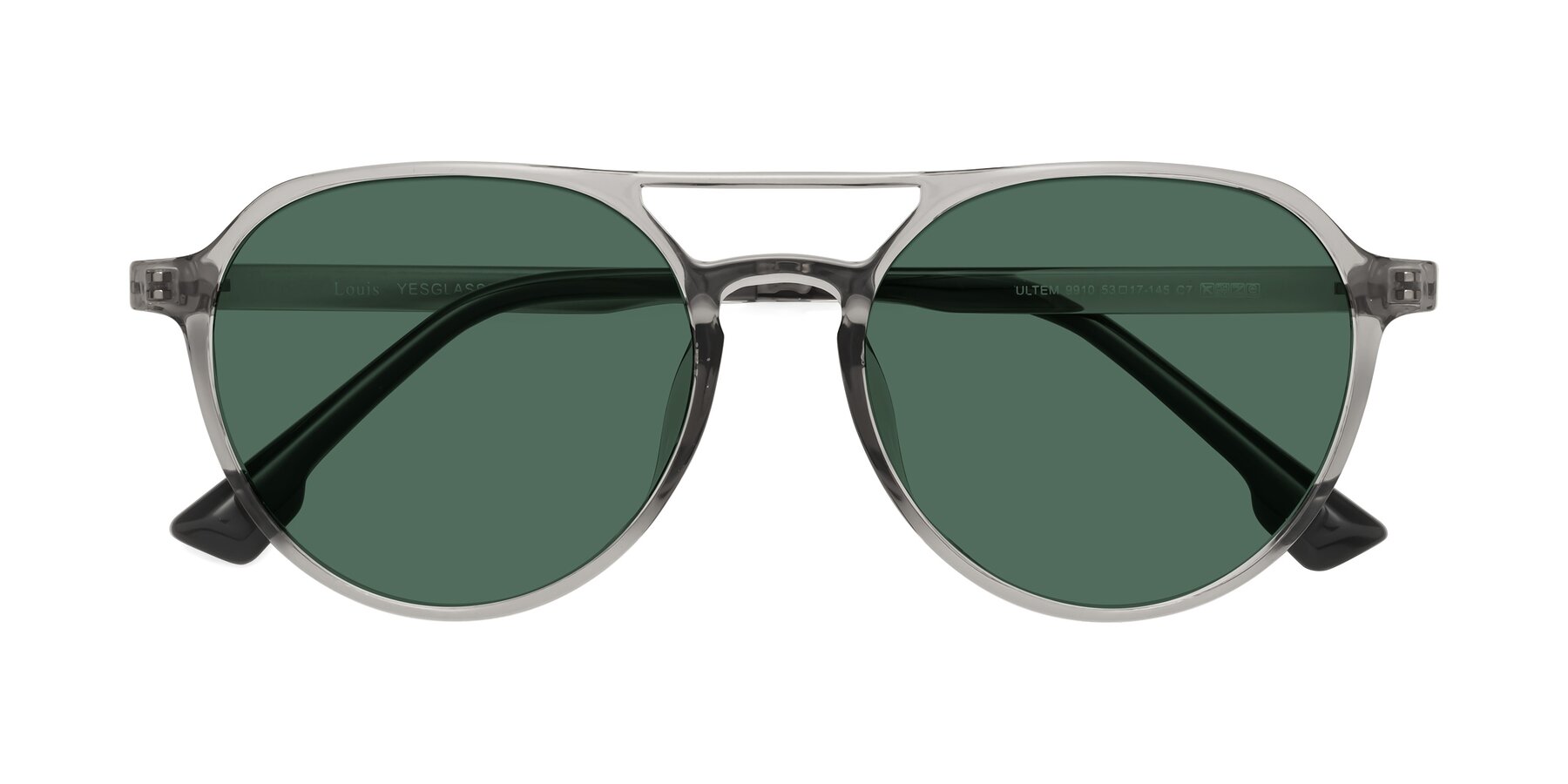 Folded Front of Louis in Light Gray with Green Polarized Lenses