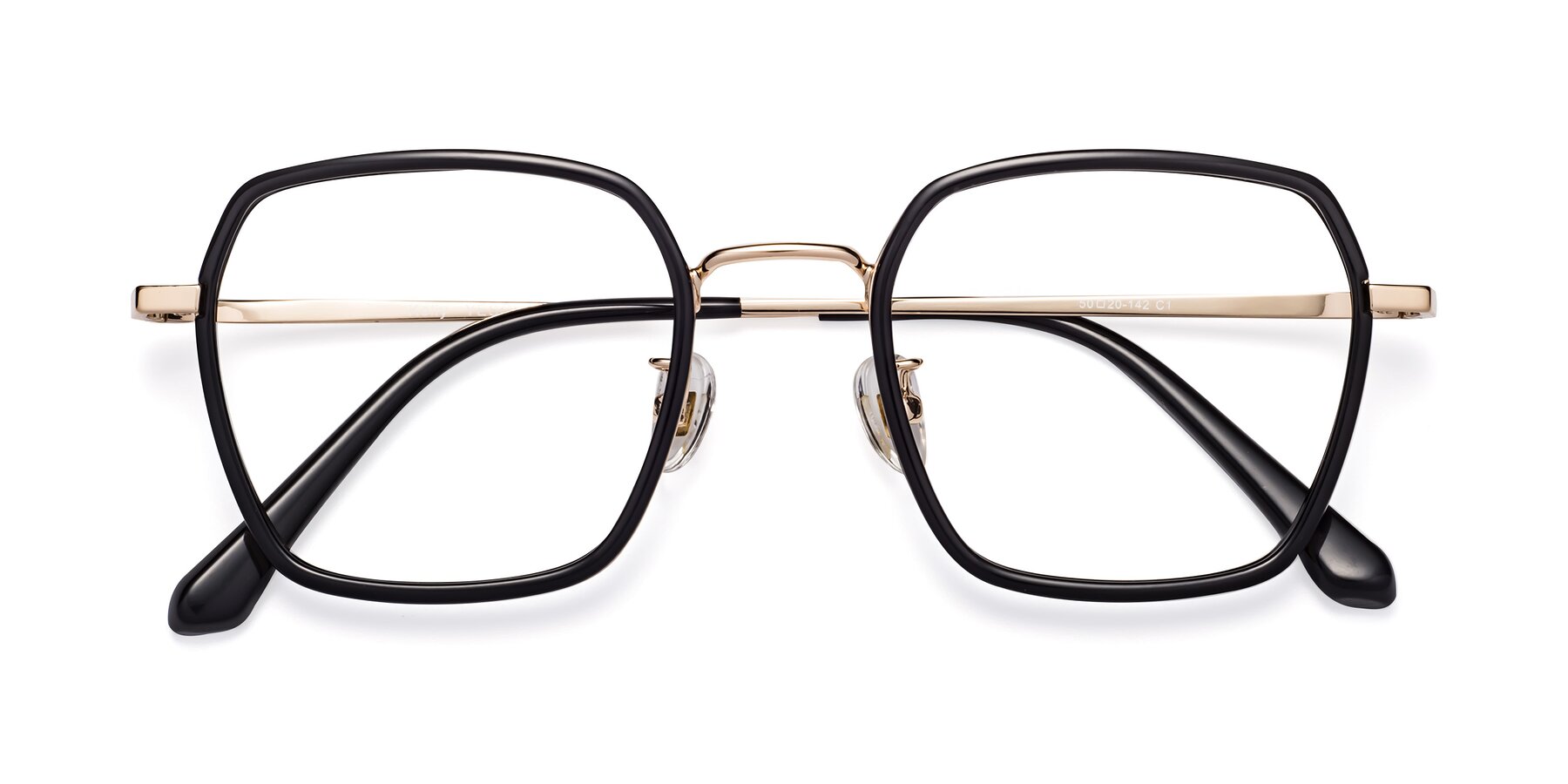 Folded Front of Kelly in Black-Gold with Clear Blue Light Blocking Lenses
