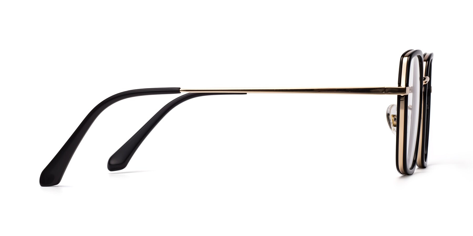 Side of Kelly in Black-Gold with Clear Reading Eyeglass Lenses