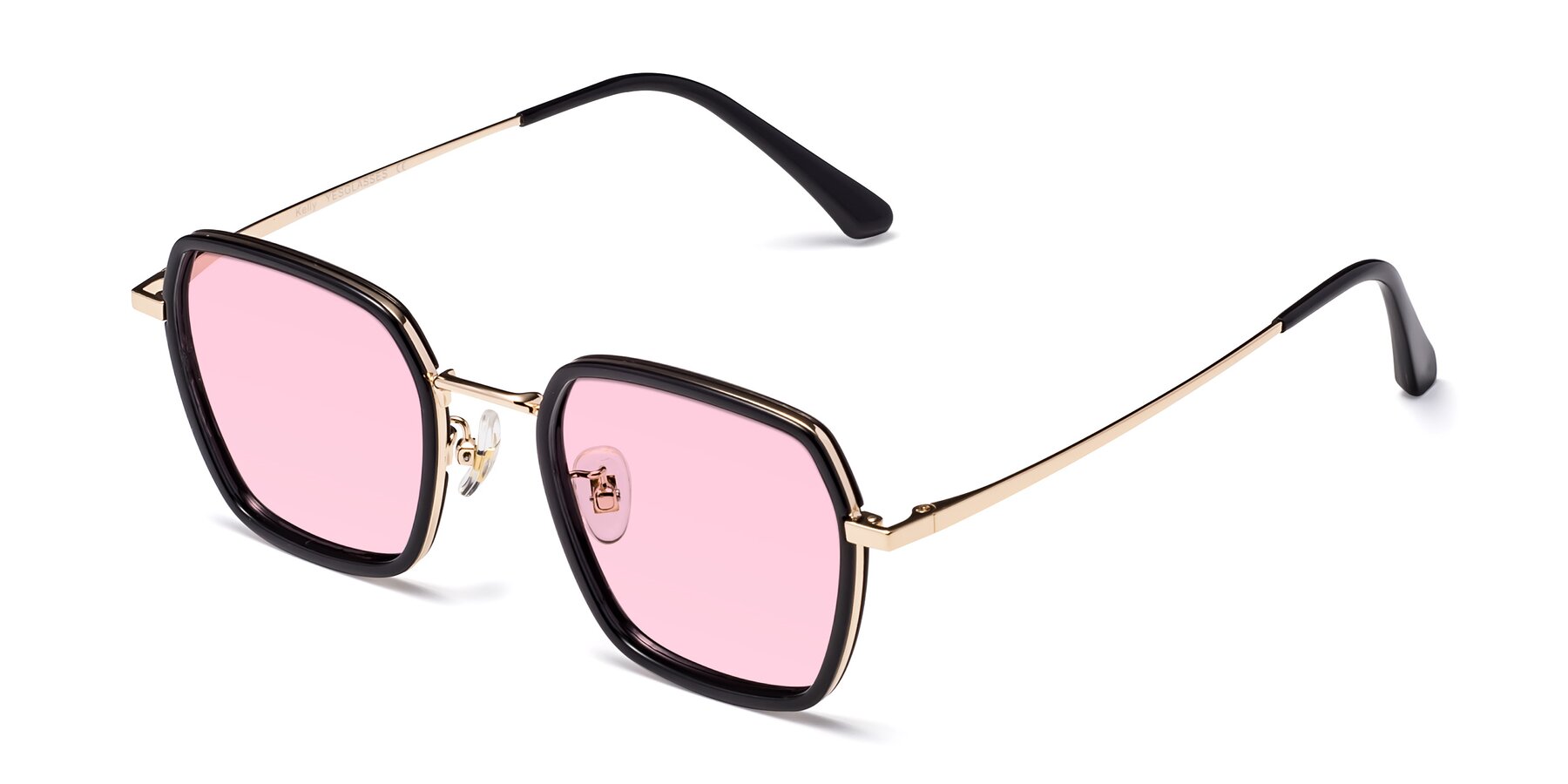 Angle of Kelly in Black-Gold with Light Pink Tinted Lenses