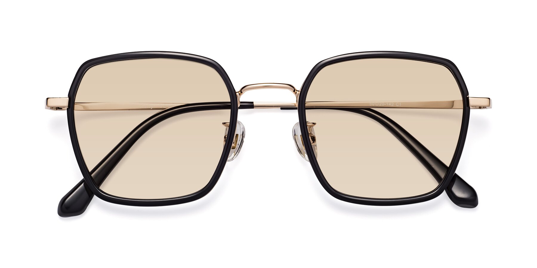 Folded Front of Kelly in Black-Gold with Light Brown Tinted Lenses