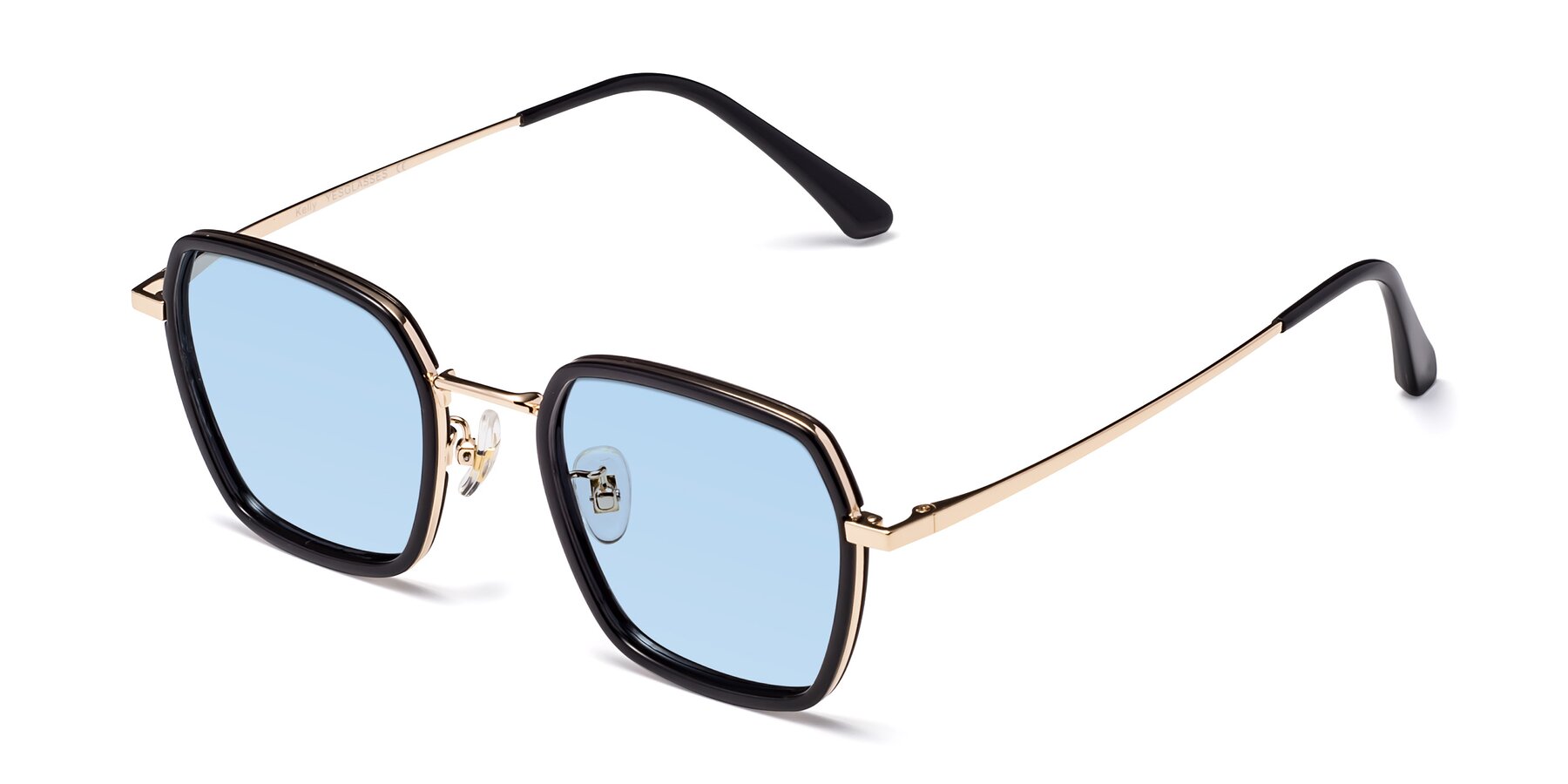 Angle of Kelly in Black-Gold with Light Blue Tinted Lenses