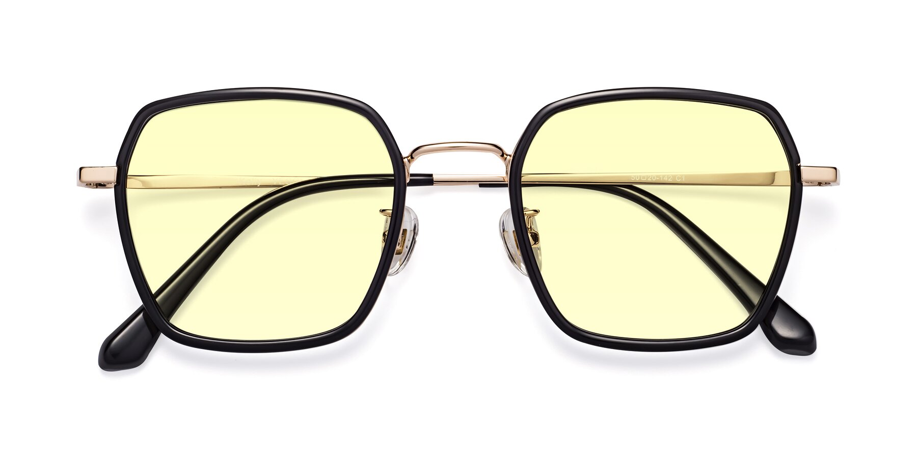 Folded Front of Kelly in Black-Gold with Light Yellow Tinted Lenses
