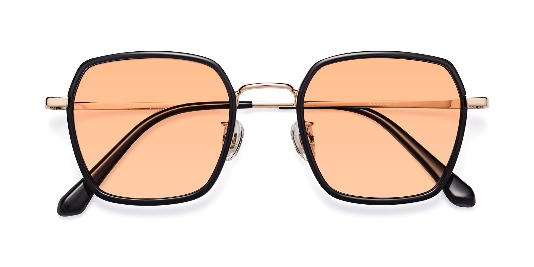 Folded Front of Kelly in Black-Gold with Light Orange Tinted Lenses