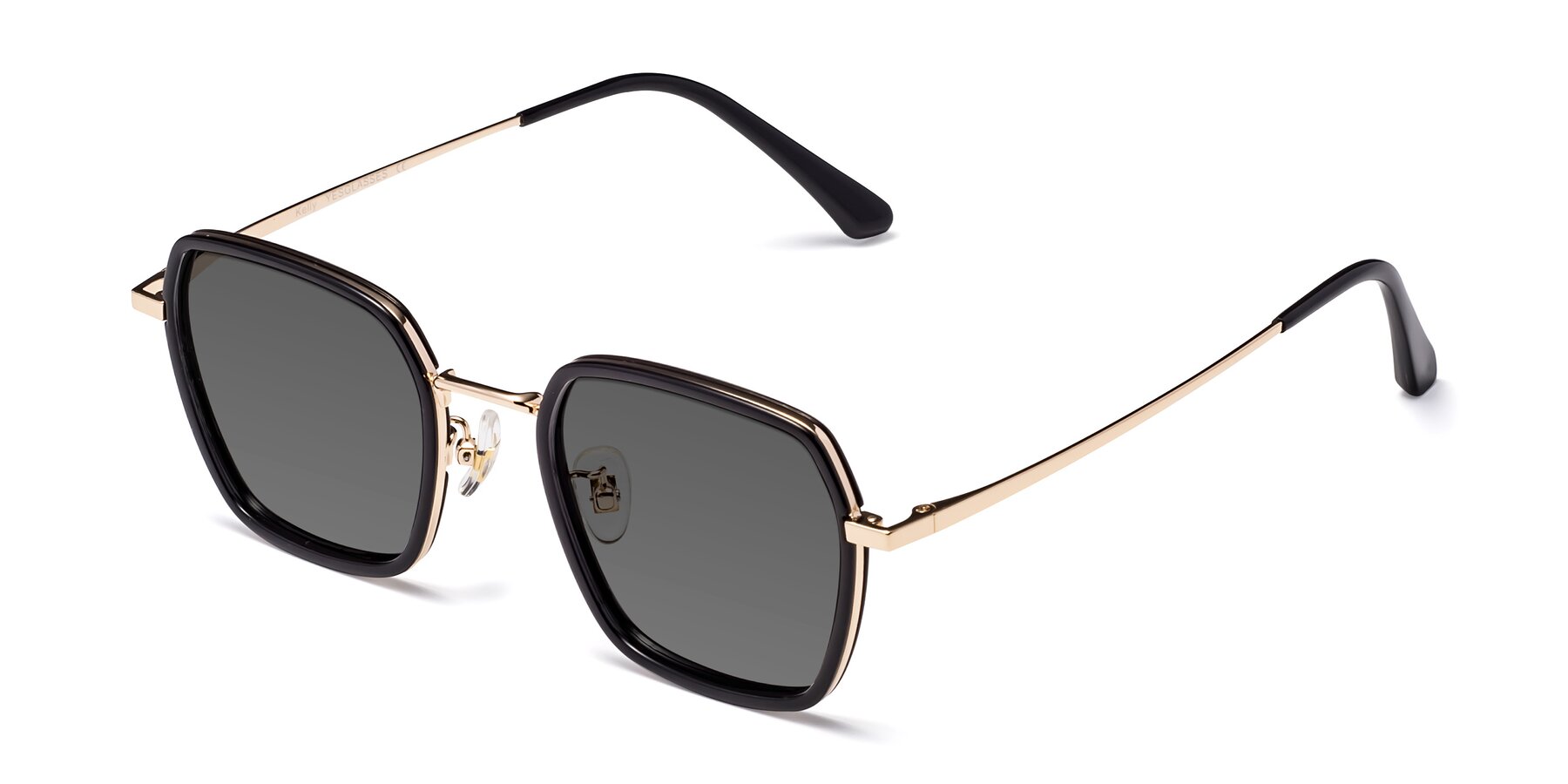 Angle of Kelly in Black-Gold with Medium Gray Tinted Lenses