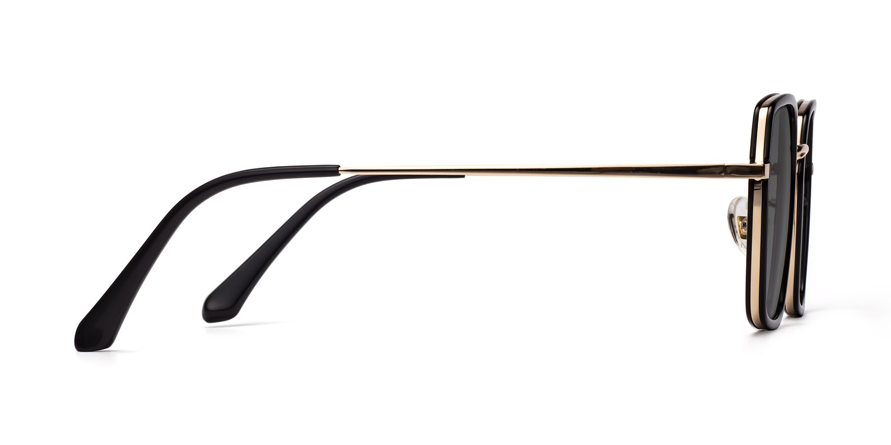Side of Kelly in Black-Gold with Medium Gray Tinted Lenses