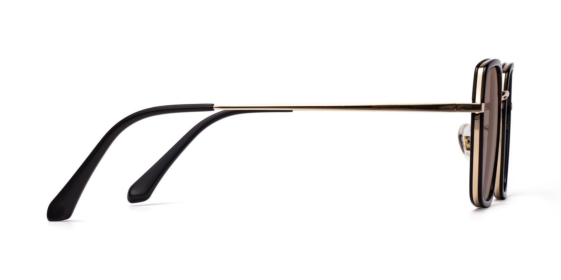 Side of Kelly in Black-Gold with Medium Brown Tinted Lenses
