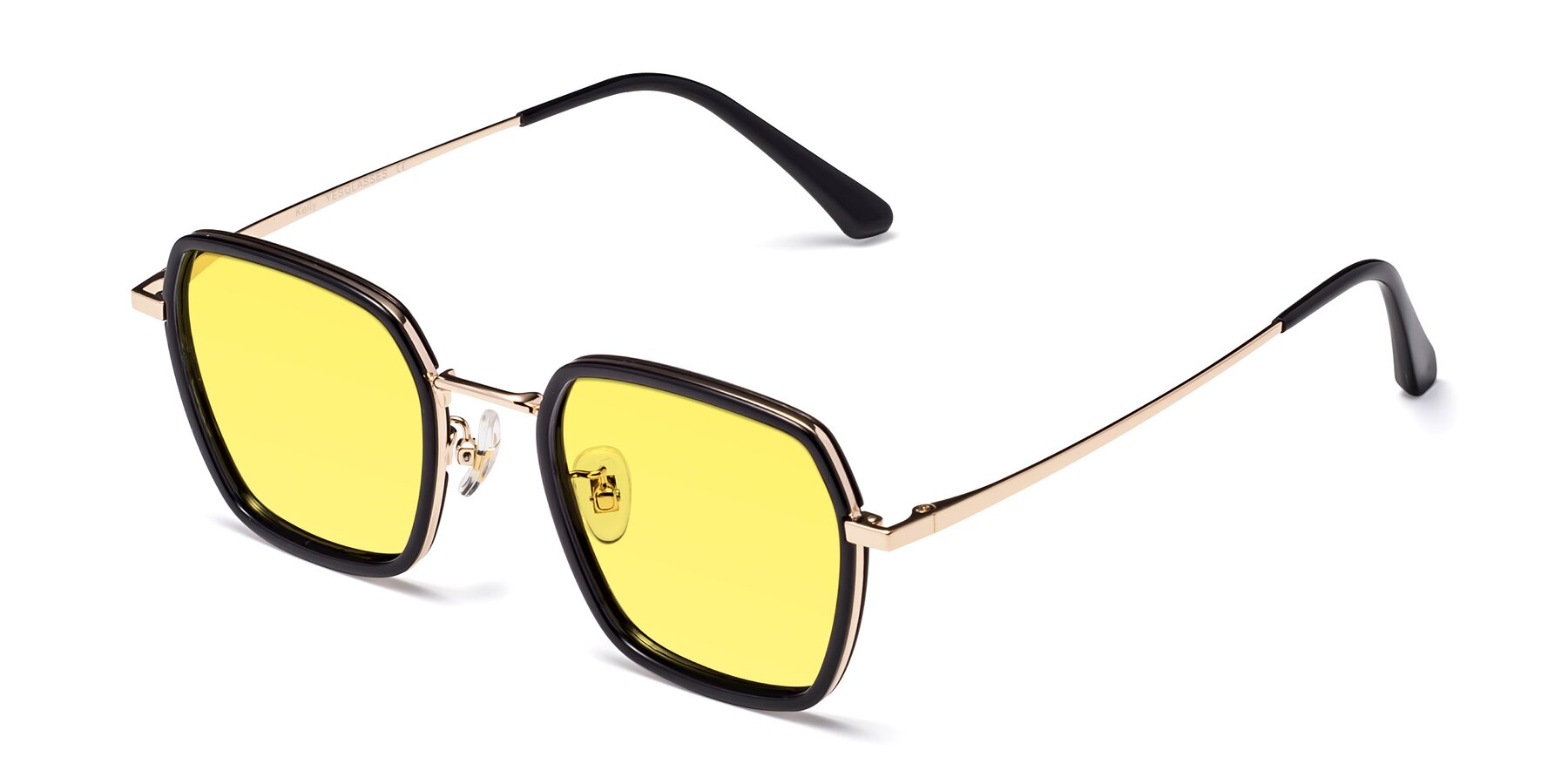 Angle of Kelly in Black-Gold with Medium Yellow Tinted Lenses