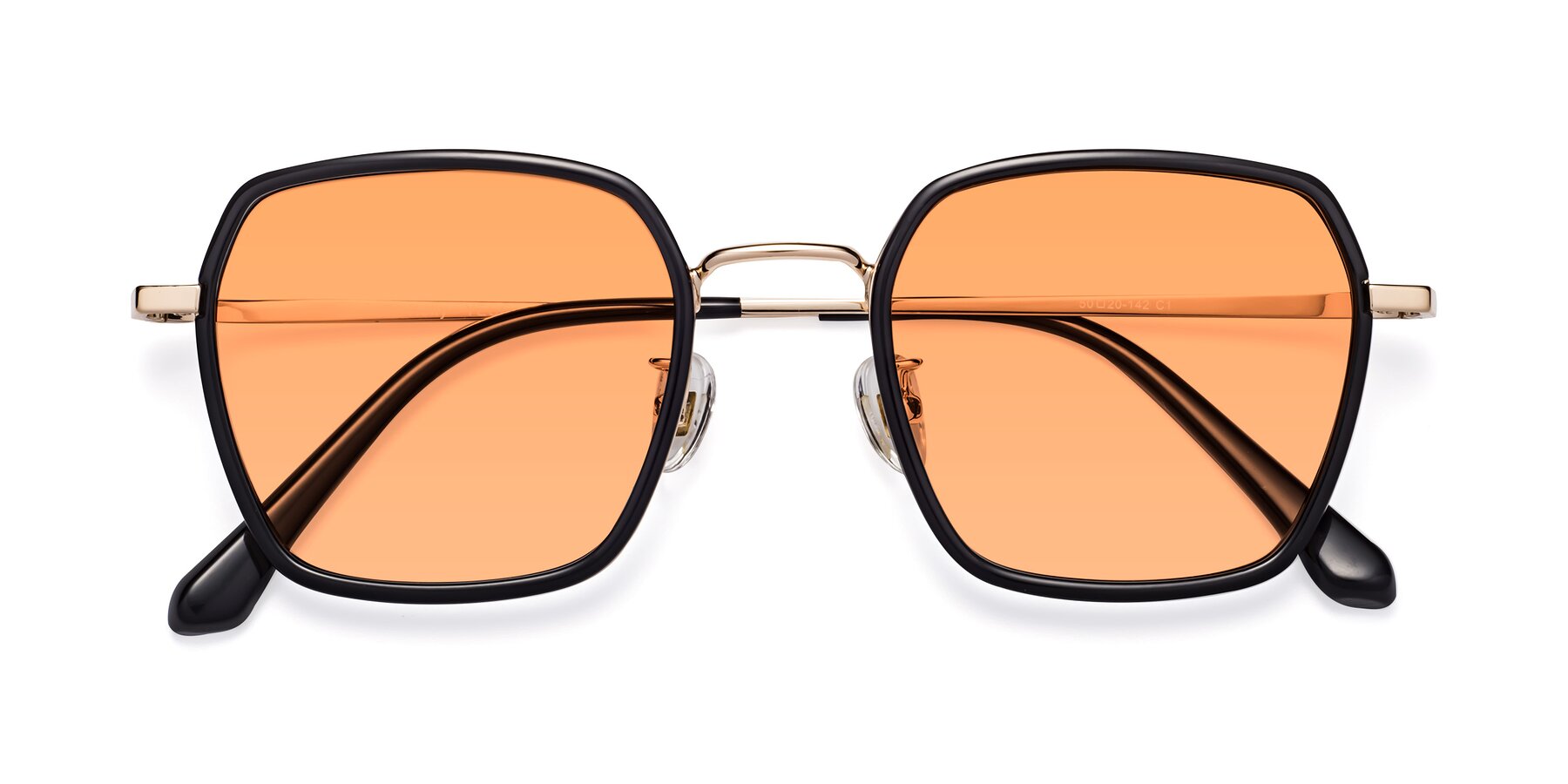 Folded Front of Kelly in Black-Gold with Medium Orange Tinted Lenses